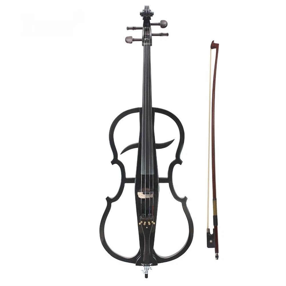 Violoncello Elettrico 4/4 Silenzioso con Borsa Portatile, Cuffie Stereo, Cavo e Colofonia Alta qualità, Archetto e Ponticello Professionali, per Principianti Adulti