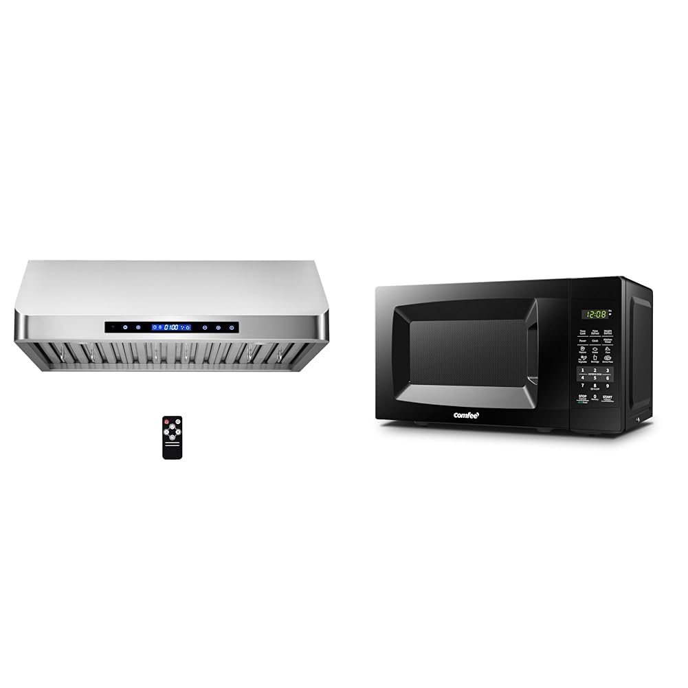 COSMO COS-QS75 30 in Under Cabinet Range Hood with 500 CFM Permanent Filters LED Lights COMFEE EM720CPL-PMB Countertop