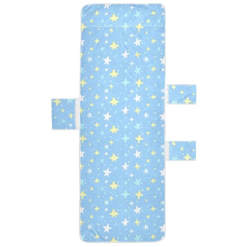 BOESI Doodle Colorful Stars Beach Chair Towel, Outdoor Pool Chair Cover, with Pockets, Suitable for Outdoor Beach Garden Sunbathing, 85'' x 30''