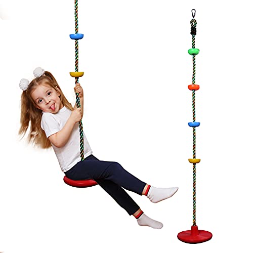Climbing Rope Tree Swing Set for Kids, Outdoor Hanging Rope Swing Garden Swing â€‹with Platform and Disc Swing Seat