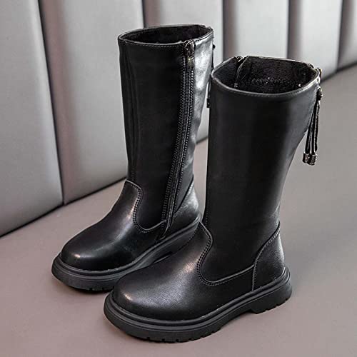 JOEupin Girls Knee High Back Zipper Fashion Riding Boots Little Kid/Toddler2