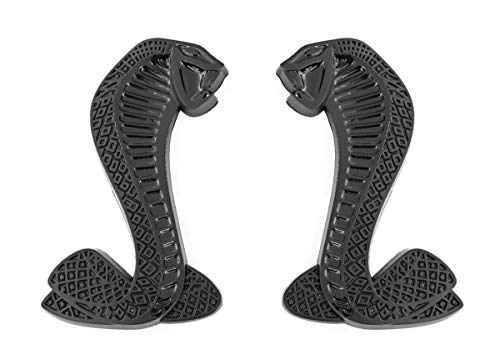 Mustang 3 1/2\" Cobra Snake Fender Side Emblems Two Tone Black Pair