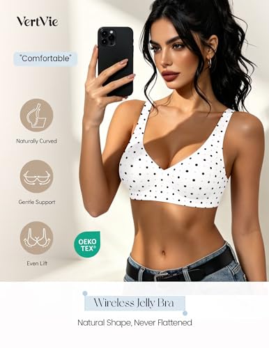 Image of Vertvie Jelly Wireless Bras for Women Push Up Plunge Seamless T-Shirt Bras No Underwire Supportive Full Coverage Bralettes