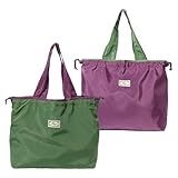 Valicaer Bolsa de la compra plegable, 2 bolsas de la compra lavables con cordón, bolsas de la compra plegables, bolsa grande de nailon reutilizable para compras, camping, D
