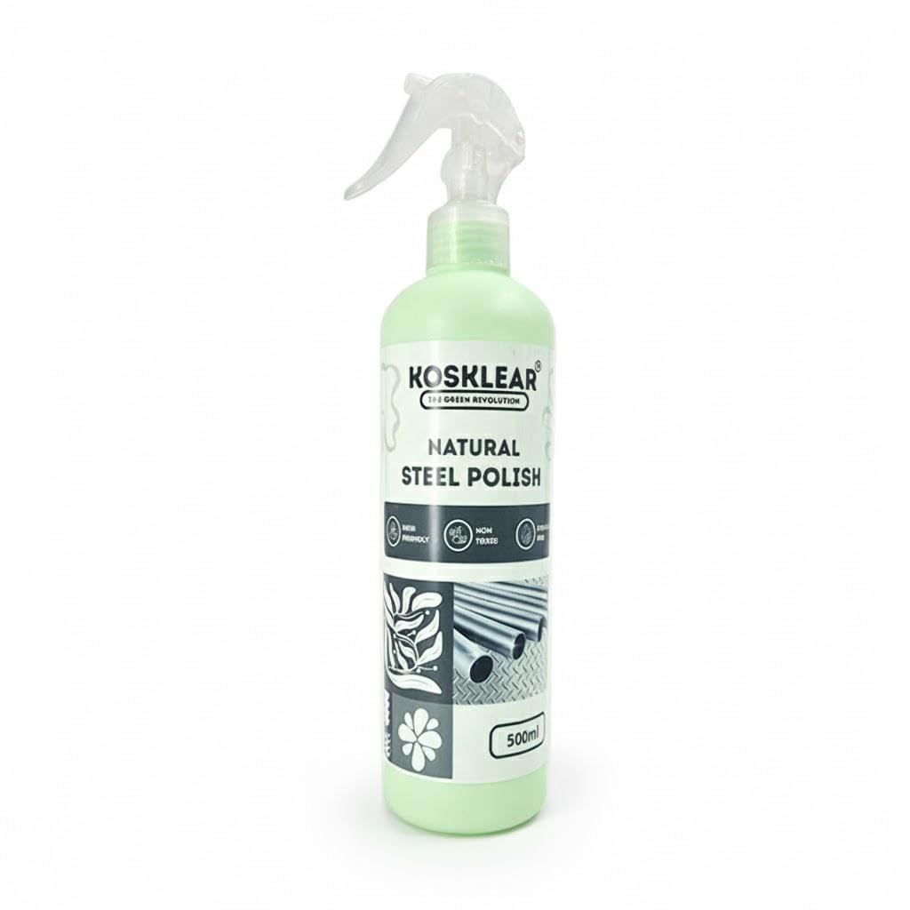 Natural Steel Polish – 500 ml I Plant-Based & Chemical-Free I Skin-Friendly Formula I Removes Dullness, Fingerprints & Water Spots I Restores Mirror Shine I Sustainable Home Care