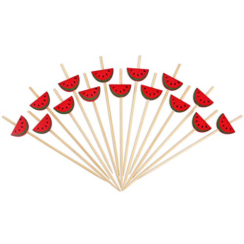 Minisland Mix-Colored Fruits Watermelon Pineapple Leaf Cocktail Toothpicks 4.7 Inch Long Bamboo Skewers For Appetizers Drinks Hawaiian Party Food Picks 100 Counts- Msl115 thumb #7