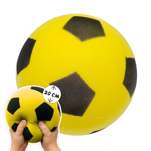 alldoro 63103 Schaumstoffball Gelb, Ø 20 cm, extra weicher Softball, Fußball...