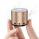 buwy Mini Bluetooth Speaker, 2026 Ultra-Light Mini Bluetooth Speaker, IP7 Waterproof Brief Design, Small Shower Travel Speaker for Outdoor, 8H Playtime, Perfect for Phone/PC/Tablet & Gift Golden