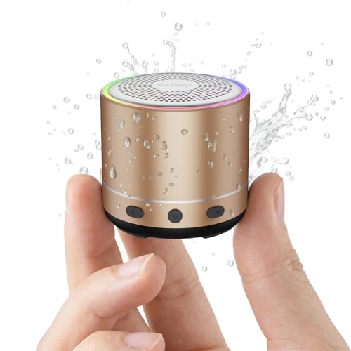 Image of Bluetooth Speaker, Mini Speakers Wireless Bluetooth 5.4 Built-in Microphone, Loud HD Stereo Sound, IP68 Waterproof Speaker with 7 Modes RGB Lights, Small Speaker For Outdoor, Home, Gifts, Rose Gold
