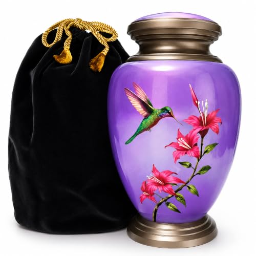 Everlight Memorials Purple Hummingbird Cremation Urn for Human Ashes – Large Adult Memorial Urn for a Man or Woman – Iconic, Exquisite Tribute with Handcrafted Design