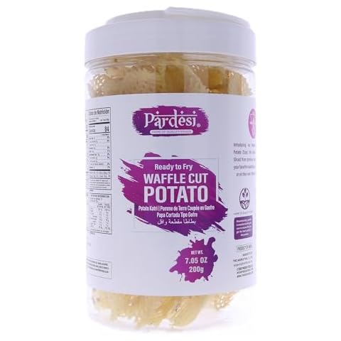 Pardesi Far Far/Fryums Potato Waffle Cut/Potato Katri/Jhali, 7.05 OZ (200g) Jar I Uncooked Chip Snack I Ready to Fry I Crunchy Snack I Perfect for Parties I Indian Snack I Vegan Friendly Cover