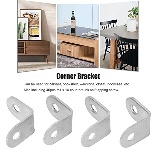 Braçadeira de Canto 60 Peças, Suporte de Prateleira de Aço Em L, Suporte de ângulo de Junta Decorati