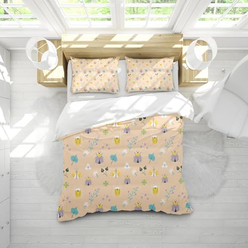 Parure de couette à imprimé floral en microfibre douce Queen Size - 4