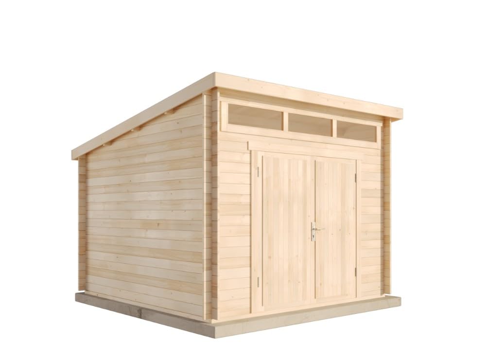 Alpholz Gartenhaus Maria-Optima 28 aus Massiv-Holz, Gerätehaus mit 28 mm Wandstärke, Garten Holzhaus inklusive Montagematerial, Geräteschuppen Größe: 320 x 320 cm, Pultdach