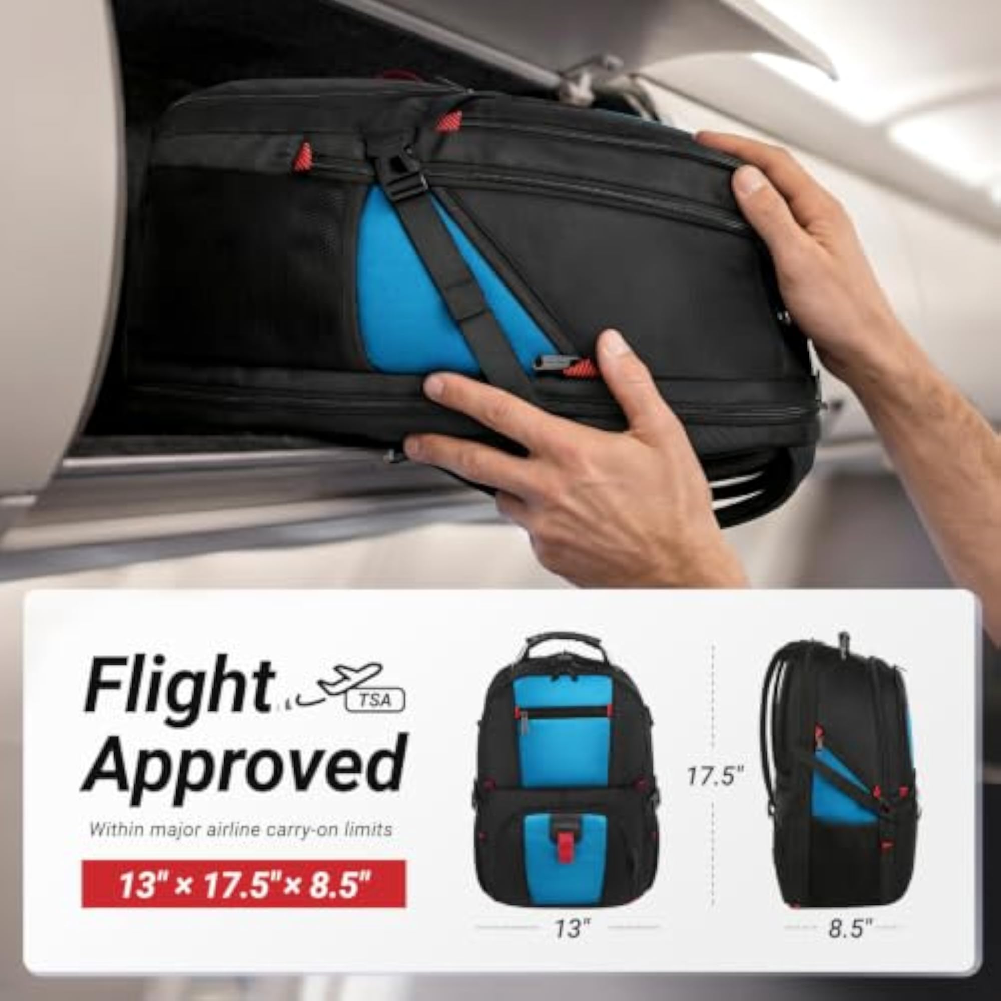 Extra Large Lightweight Travel Bag with USB Charging, Black