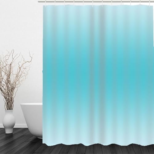 Rideau de salle de bain en polyester bleu à motif géométrique - 3