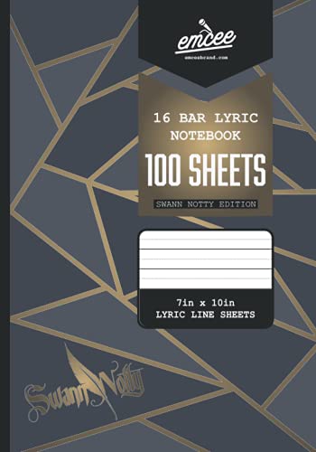 Emcee Brand Swann Notty Special Edition with Black/Gold Composition Style Cover Notebook / Journal: #EmceeBrand 16 Bar Lyric Notebook / Journal (7x10, ... (Emcee Brand Special Editions (Paperbacks))