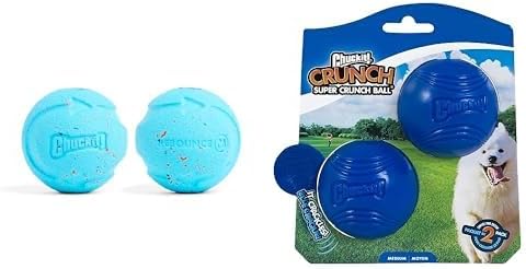 Dog Toy Bundle: 2.5-inch Rebounce Balls (2-Pack) & Crunch Balls (2-Pack) for Dogs 20-60 lbs - Medium Size