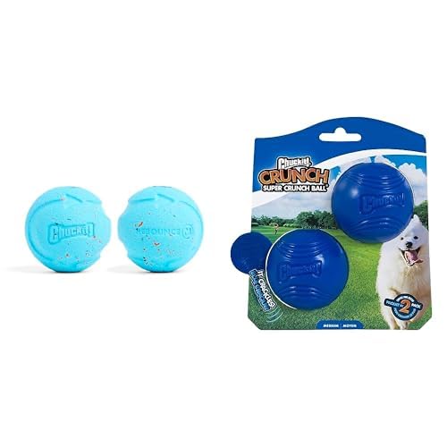 Chuckit Dog Toy Bundle 2 5-inch Rebounce Balls 2-Pack Crunch Balls 2-Pack for Dogs 20-60 lbs - Medium
