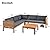 Outdoor Acacia Wood Sectional Sofa Set with Coffee Table and Removable Cushion, Wood Structure Furniture Set, Patio Conversation Set, Water-Resistant, UV Protected, Strong Metal Accessories, Grey