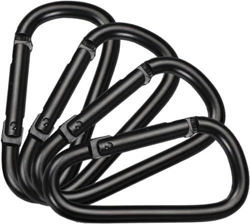 4Pcs Black Small Carabiner Clips Aluminum Alloy Spring Snap Hooks Mountaineering Buckle Outdoor Camping D Rings Clip Hook D Rings Clip Hook Mini Keychain Carabiner Outdoor Gear Accessories