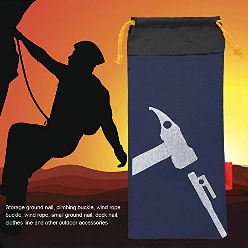Tent Peg Bag Camping Portable Tent Stakes Bag Hammer Nail Pouch for Hiking Camping Tent Hammers and Other Accessoris(Blue) Mountaineering Camping Supplies