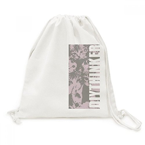 Sac Voyage Drawstring Backpack Chat et Faune Sauvage en Toile pour Weekend