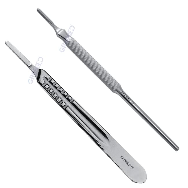 Gromed Scalpel Knife Handle B.P No. #4 Flat Handle & #4 Round Handle - Set of 2 Pcs (Premium Quality Surgical Instruments) (B0BJ6Y96Y4) Amazon Price History, Amazon Price Tracker