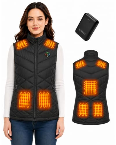 KOVNLO Women’s Heated Vest with Battery Included – USB Rechargeable Lightweight Heated Jacket for Outdoor, Hiking, Camping
