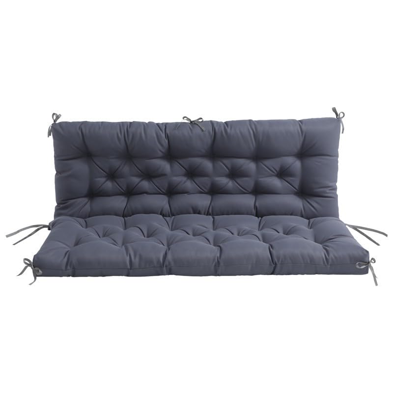 Tenger Home Gartenbankauflage mit Rückenlehne wasserabweisend UV - beständig Bankauflage In- & Outdoor Sitzkissen und Rückenkissen Hollywoodschaukel Sitzpolster (Anthrazit, 120 * 50 * 50 * 10 cm)