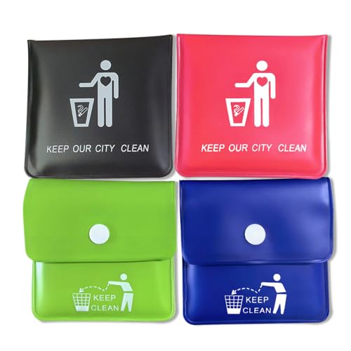 Jeuristic Ashtrays for Cigarettes Pocket Ashtray Pouch - Pack of 4 Premium Fireproof PVC Smell Proof Cool Travel Ashtrays Portable Outdoor Butt Disposal Pouch Fancy Cute Ashtray Assorted Colors