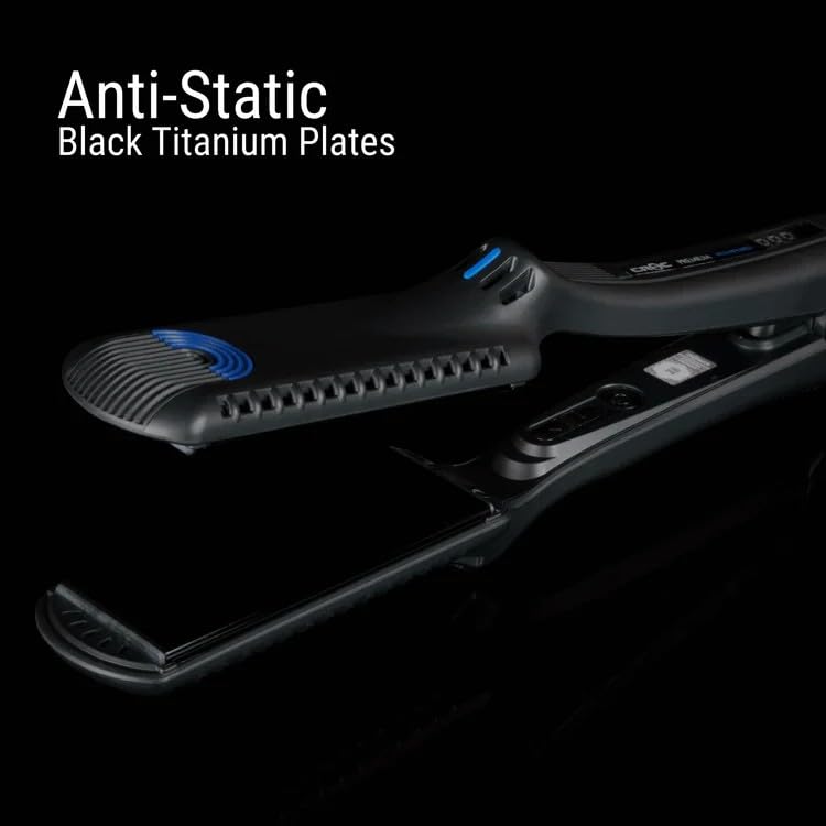 Plancha para el Cabello CROC Premium Pico Infrared, Placas Cerámicas y de Titanio Negro, 1,5 pulgadas, Tecnología Infrarroja, 20x Potencia, 450 °F, Iones Negativos, Anti-Friz, Voltaje Dual miniatura 2
