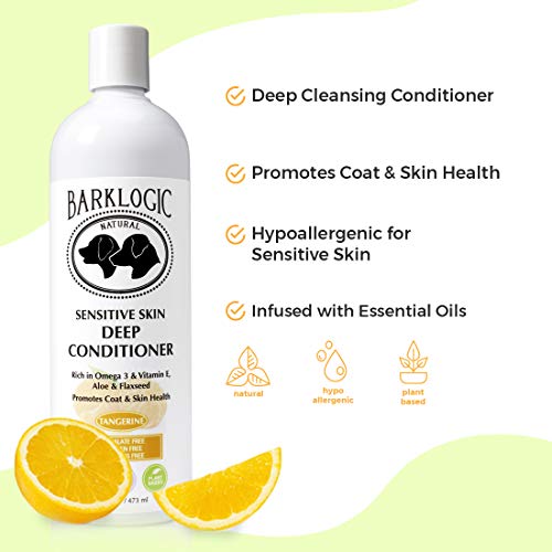Barklogic Sensitive Skin Deep Conditioner, Tangerine, 16 Fl Oz - Grooming Essentials For A Healthy Coat - No Parabens, No Phthalates, No Sulfates, No Dea & Peg, Hypoallergenic, Vegan #TOP2