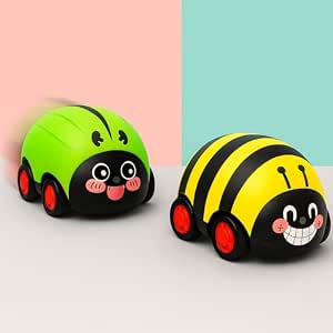 Friction Insect Car GRAPHENE 2 Pcs Pullback Bees Car for Toddler Beetle Toy Unbreakable ...