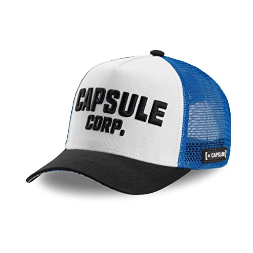 Capslab Capsule Corp. Dragon Ball Z White Black Blue Trucker Cap - One-Size Cover