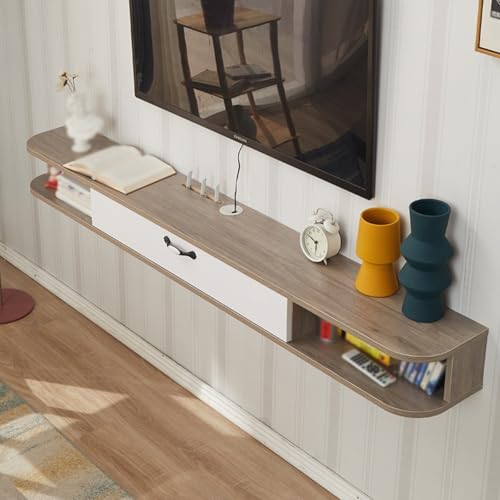 Meuble TV mural flottant moderne console multimédia et meuble de rangement suspendu