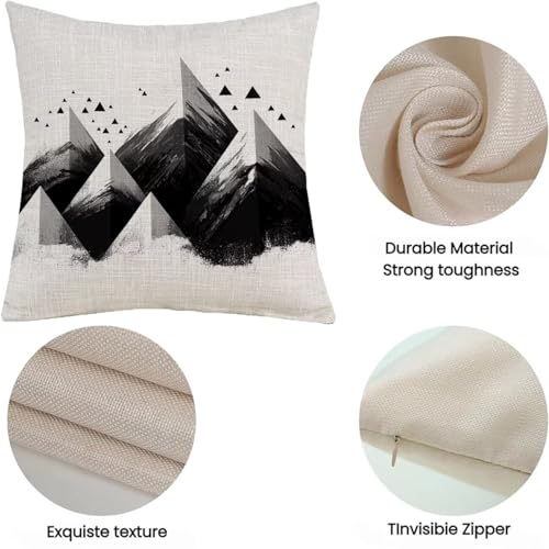 Housses de coussin de canapé 65x65cm lin noir imperméable extérieur et salon - 5