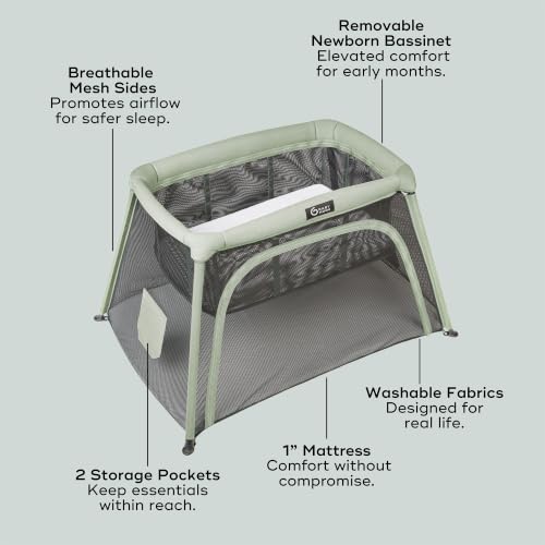 Babymoov Moov & Comfy 3-in-1 Travel Crib & Playard, Portable Baby Bed, Bassinet & Play Yard for Home, Travel, Naps, Sleepovers, Play & Rest, Portable Bassinet, Sage by Babymoov - Image 4