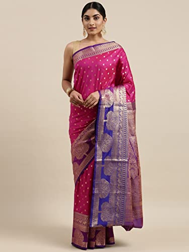 Image of Panzora Women's Banarasi Silk Saree With Unstitched Blouse Piece