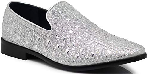SPK11 Men's Vintage Fashion Rhinestone Designer Dress Loafers Slip On Shoes Classic Tuxedo Dress Shoes