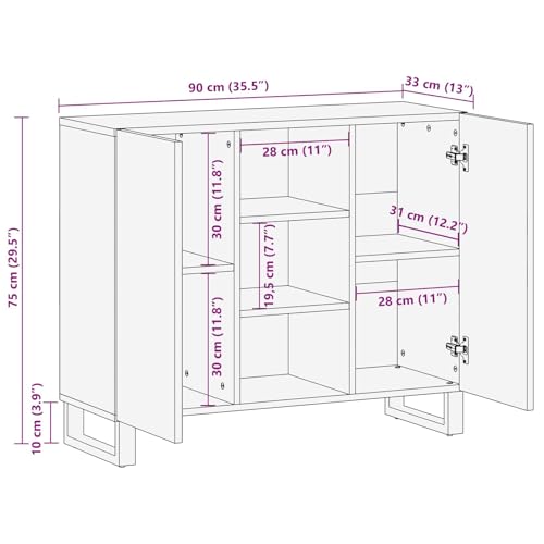Armario lateral moderno para salón u oficina con elegantes mangos de madera 3