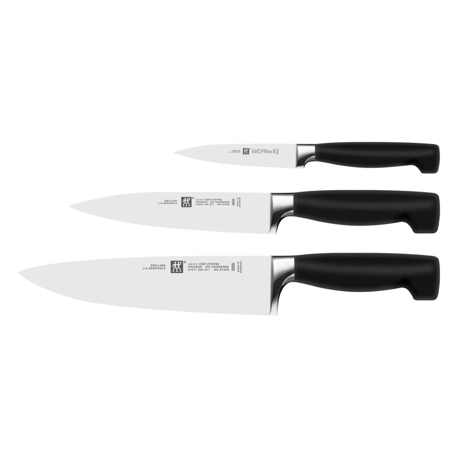ZWILLING Four Stars Set de couteaux inox 3 pièces, acier spécial inoxydable, noir, Made in Germany