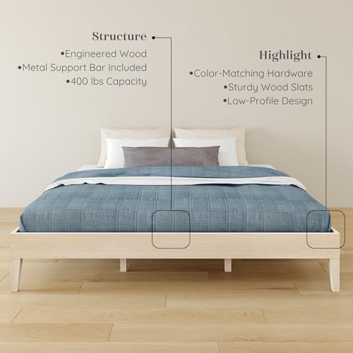 Grain & Grove Bear Platform Bed (King), Oak Embossed Natural by Grain & Grove - Used condition - Image 3