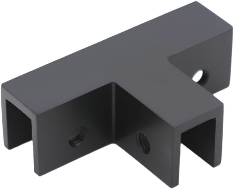 High Durability Brass T Shape Glass Clamp Holder for 8 12mm Thick Glass, Enhances Bathroom Aesthetics (Black)