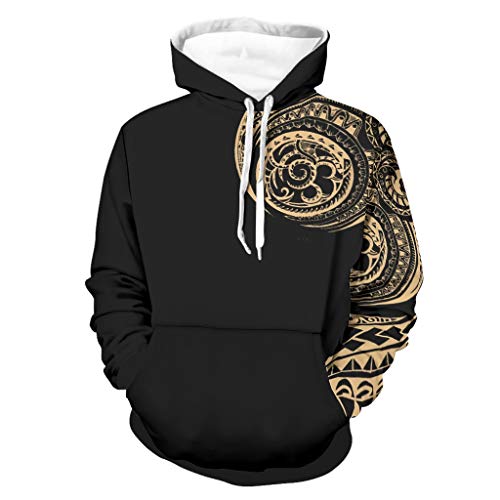 Polynesian Herren Leicht Kapuzenpullover Sweatshirt Langarm Workout Pullover mit Taschen Frühling Herbst Regular und Übergrößen Hoodie Halloween Gr. Medium, weiß Cover