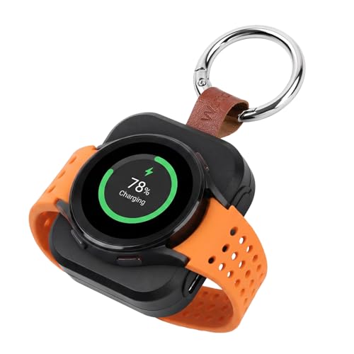 Cargador Portátil 1200mAh Compatible con Galaxy Watch 5/6/7/Ultra/8, Smartwatch Power Bank Wireless Magnético Mini con Cable USB y Llavero