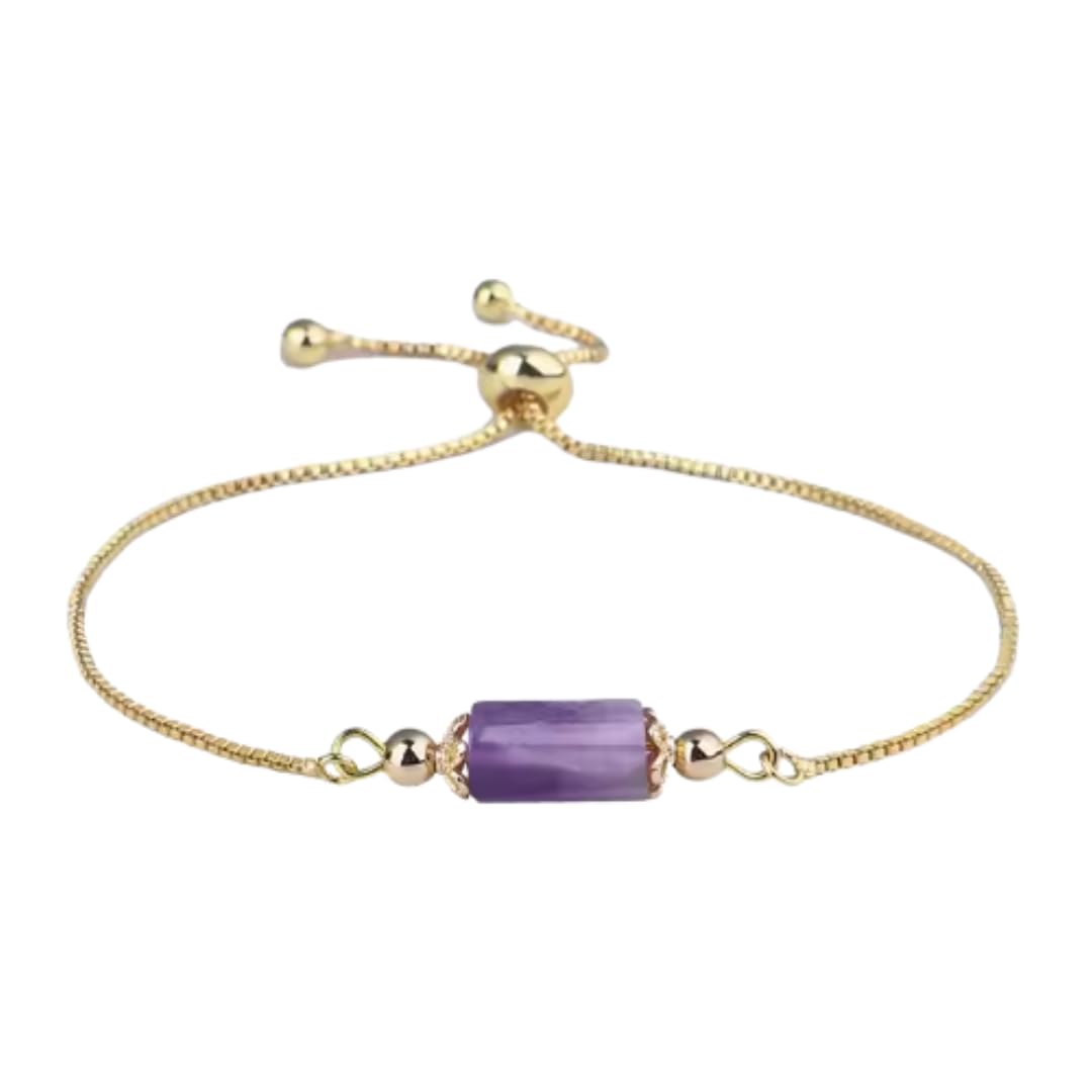 Bracelet Manchette réglable Éminence - Améthyste cuivre, laiton, aci