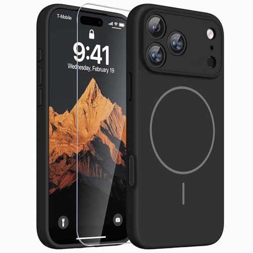 Image of Magnetic for iPhone 17 Pro Case,Shockproof Matte Cover,Black Matte | with Screen Protector,Compatible with MagSafe,Military Grade Drop Protection,Full Camera Protection,Non-Slip Design Case