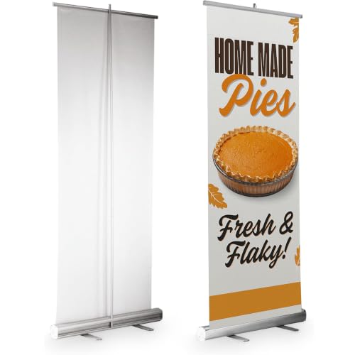 DreamController Food Retractable Stand Banner by DC | 33"x81" Roll-Up Display | Homemade Pies Fresh Flaky Vertical Pull-Up Banner Stand for Trade Shows & Events | Made in USA