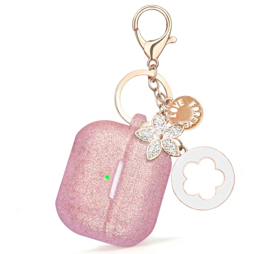 Image of VISOOM Case for Airpods 3 Pink Airpods 3rd Cases 2021 Silicone for iPod 3 Earbuds Case Cover Women Wireless Charging Case with Accessories Girl Bling Keychain for Apple Ear Buds 3rd Generation